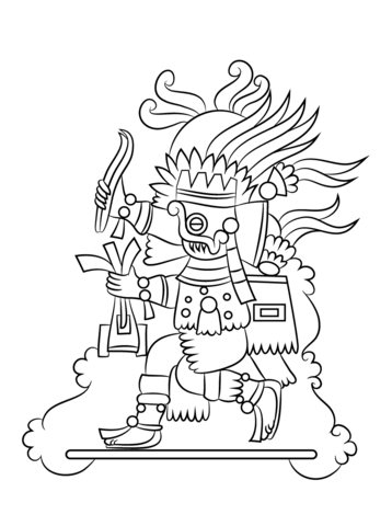 Aztec God Tlaloc Coloring Page